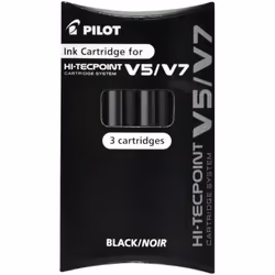 Pilot V5 Cartridge System Liquid Ink Rollerball, 0.5 mm Tip Single Pen with 3 Free Refills - Black
