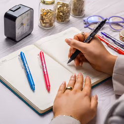 Frixion Clicker - Retractable Erasable Gel Ink Pens - Blue Ink - Medium 0.7mm Nib - Blister Pack of 2 + 6 Bonus Refills
