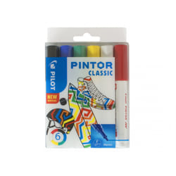 Pilot Pintor Classic marker 6 pc(s) Bullet tip Black, Blue, Green, Red, White, Yellow