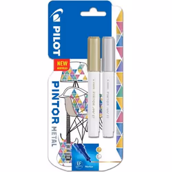Pilot Pintor Extra Fine Bullet Tip Paint Marker 2.3mm Gold and Silver