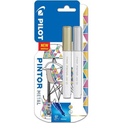 Pilot Pintor Extra Fine Bullet Tip Paint Marker 2.3mm Gold and Silver