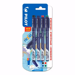 Pilot FriXion Fineliner, Black, Blue, Green, Red, Fine, Multicolour, Round, Nylon felt, 1.3 mm