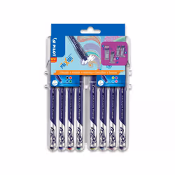 Pilot FriXion Fineliner, Black, Blue, Green, Light Blue, Lime, Pink, Red, Violet, Fine, Blue, Silver, Round, 1.3 mm, 0.45 mm