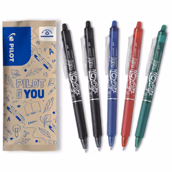 Frixion Erasable Retractable Rollerball 0.7 mm Tip- 2 Black, 1 Red,1 Green, 1 Blue, Pack of 5