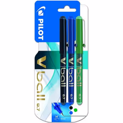 Pilot VBall Liquid Ink Rollerball Pen 0.7mm Tip 0.4mm Line Black/Blue/