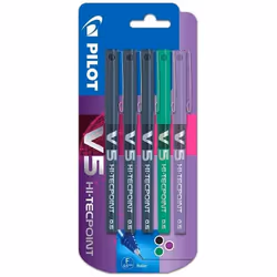 Pilot V5 Hi-Tecpoint Liquid Ink Rollerball Pen 0.5mm Tip 0.3mm Line 3