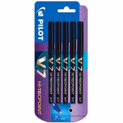 Pilot V7 Hi-Tecpoint Liquid Ink Rollerball Pen 0.7mm Tip 0.5mm Line Bl