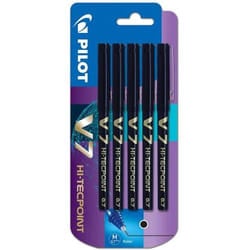 Pilot V7 Hi-Tecpoint Liquid Ink Rollerball Pen 0.7mm Tip 0.5mm Line Bl