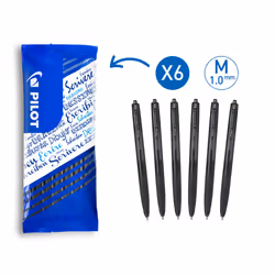 Pilot - Super Grip-G Retractable Ballpoint Pen 1mm - Medium - Black - Pack of 6
