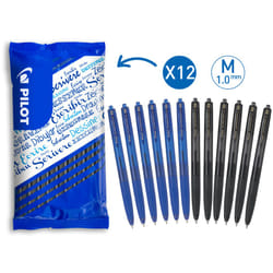 Pilot - Super Grip-G Retractable Ballpoint Pen 1mm - Medium - Black/Blue - Pack of 12