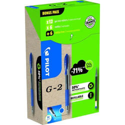 Pilot G-2 RBALL 12PEN/12REFIL BL P24