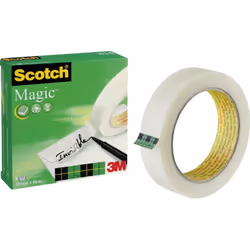 Scotch Magic Tape is the preferred tape for offices. homes and schools. It's invisible when applied and won't show ...