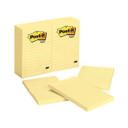 Post-It Notes. 4 in x 6 in. Canary Yellow. Lined. 12 Pads/Pack