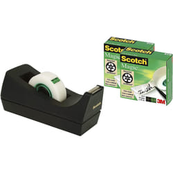 Scotch Weighted Refillable Tape Dispenser C38 in Black with 3 Rolls of Scotch Magic Invisible Tape, 19mm x 33m