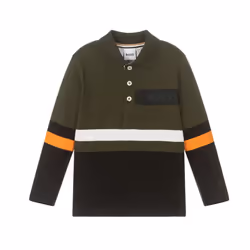 Hugo Boss Junior's J25M35 Long Sleeved Polo Shirt Green - 8 Years