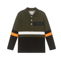 Hugo Boss Junior's J25M35 Long Sleeved Polo Shirt Green - 8 Years