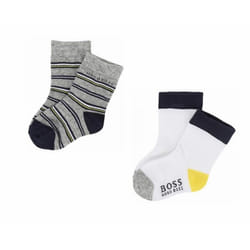 Hugo Boss Baby's J00080 M01 Two Pair Pack Socks Grey White - UK 6-7 / EU 23-24