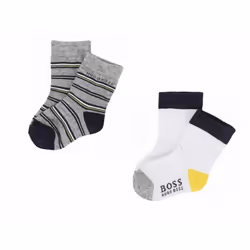 Hugo Boss Baby's J00080 M01 Two Pair Pack Socks Grey White - UK 8-8.5 / EU 25-26