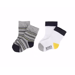 Hugo Boss Baby's J00080 M01 Two Pair Pack Socks Grey White - UK 8-8.5 / EU 25-26