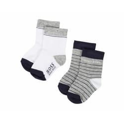 Hugo Boss Baby's J00Z01 Two Pair Pack Socks Grey White - UK 3-3.5 / EU 19-20