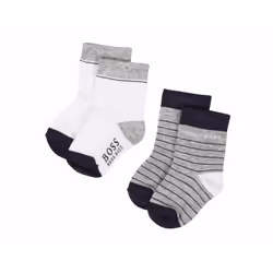 Hugo Boss Baby's J00Z01 Two Pair Pack Socks Grey White - UK 6-7 / EU 23-24