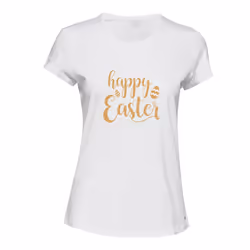 Gorgeous Happy Easter Egg Gold Text White Ladies Women T Shirt Tee Top Female - S