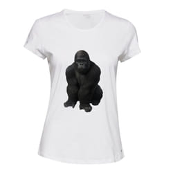 Cool Gorilla Animal Jungle Design Gym Workout White Ladies Women T Shirt Tee Top - S