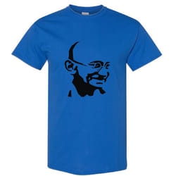 Mahatma Gandhi Hindi Indian Religion Hero Men Blue Classic T Shirt Tee Top - 2XL