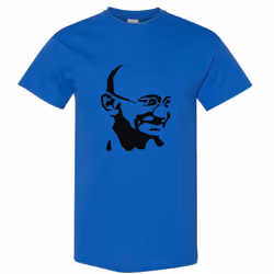 Mahatma Gandhi Hindi Indian Religion Hero Men Blue Classic T Shirt Tee Top - 4XL