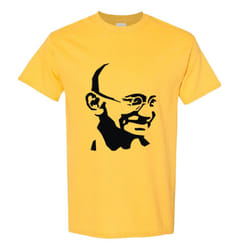 Mahatma Gandhi Hindi Indian Religion Hero Men Yellow Classic T Shirt Tee Top - 2XL