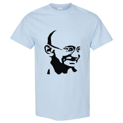Mahatma Gandhi Hindi Indian Religion Hero Men Light Blue T Shirt Tee Top - 3XL
