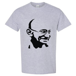 Mahatma Gandhi Hindi Indian Religion Hero Men Grey Classic T Shirt Tee Top - 2XL