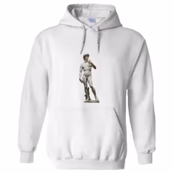 Michelangelo Statue of David Marble White Hoodie Hooded Sweat Mens Sweater - M