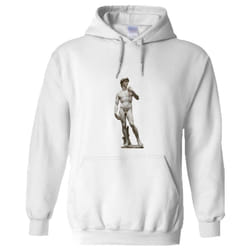 Michelangelo Statue of David Marble White Hoodie Hooded Sweat Mens Sweater - L