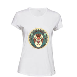 Lion Head Leo King Jungle Zodiac Horoscope White Ladies Women T Shirt Tee Top - S