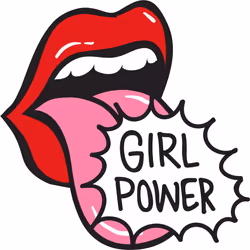Girl Power Mouth Tongue Sign Pop Art White Female Ladies Women T Shirt Tee Top - S