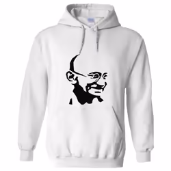 Mahatma Gandhi Indian Hero Mens White Hoodie Basic Hooded Sweat Sweater - S