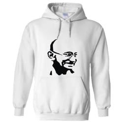 Mahatma Gandhi Indian Hero Mens White Hoodie Basic Hooded Sweat Sweater - L