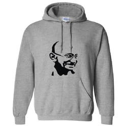 Mahatma Gandhi Indian Hero Mens Sport Grey Hoodie Hooded Sweat Sweater - 5XL