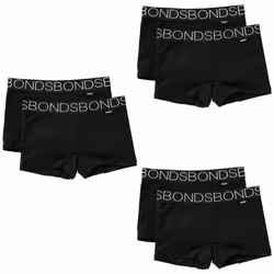 6x Bonds Stretchies Shortie Girls Black Underwear Netball Knickers UXVD2A Bulk - 2-3