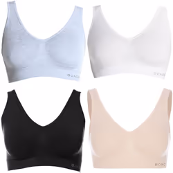4x Bonds Womens Seamless Wireless Wire Free White Comfy Crop Top Bra WVLHY Bulk - L
