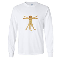 The Vitruvian Man Leonardo Da Vinci Long Sleeve T-Shirt Mens White Tee Tops - 2XL