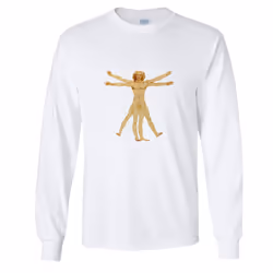 The Vitruvian Man Leonardo Da Vinci Long Sleeve T-Shirt Mens White Tee Tops - 3XL