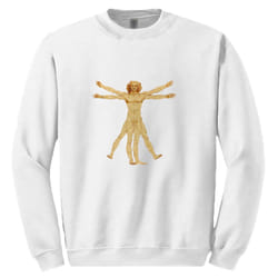 The Vitruvian Man Leonardo Da Vinci Mens White Sweat Sweater Jumper Sweatshirt - 3XL