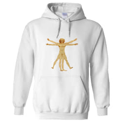 The Vitruvian Man Leonardo Da Vinci White Hoodie Hooded Sweat Mens Sweater - S