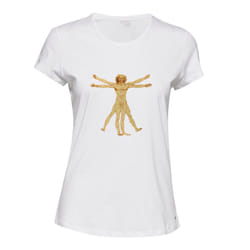 The Vitruvian Man Leonardo Da Vinci Female Ladies Women White T-Shirt Tee Tops - M