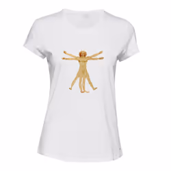 The Vitruvian Man Leonardo Da Vinci Female Ladies Women White T-Shirt Tee Tops - L