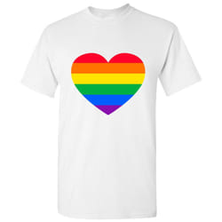 LGBTQ Colourful Rainbow Gay Pride Lesbian Love Heart Men White T Shirt Tee Top - XL