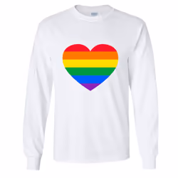 LGBTQ Colourful Rainbow Gay Pride Love Heart Long Sleeve Mens White T-Shirt Tee - L