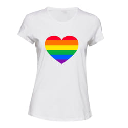 LGBTQ Colourful Rainbow Gay Pride Love White Female Ladies Women T Shirt Tee Top - M